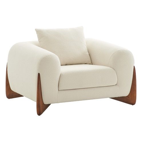 VIG Furniture - Modrest Fleury Contemporary Cream Fabric and Walnut Lounge Chair - VGCS-21073-CH - GreatFurnitureDeal