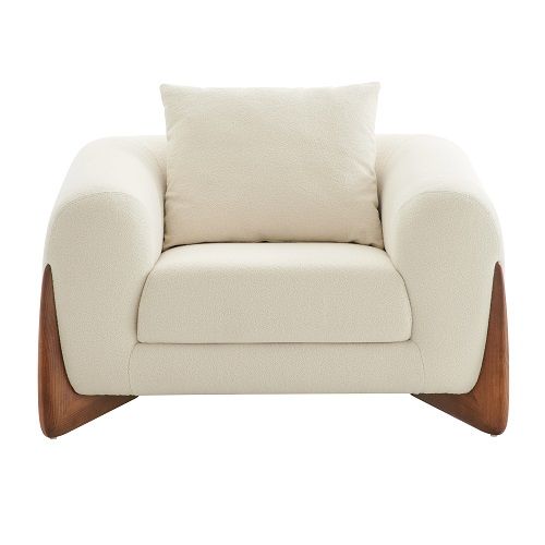 VIG Furniture - Modrest Fleury Contemporary Cream Fabric and Walnut Lounge Chair - VGCS-21073-CH - GreatFurnitureDeal