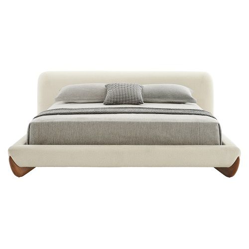 VIG Furniture - Modrest Fleury Contemporary Cream Fabric and Walnut Eastern King Bed - VGCS-21073-BED-eastern