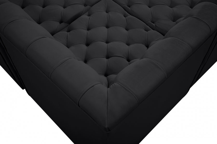 Meridian Furniture - Tuft 128" Velvet Upholstered 8 Piece Modular Sectional - 680Black-Sec8A - GreatFurnitureDeal