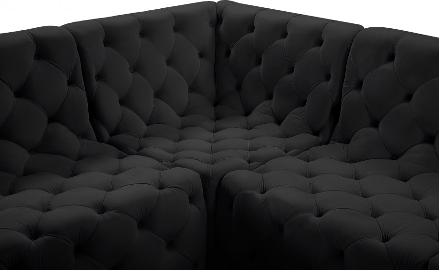 Meridian Furniture - Tuft 128" Velvet Upholstered 8 Piece Modular Sectional - 680Black-Sec8A - GreatFurnitureDeal