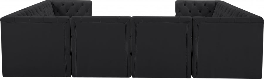 Meridian Furniture - Tuft 128" Velvet Upholstered 8 Piece Modular Sectional - 680Black-Sec8A - GreatFurnitureDeal