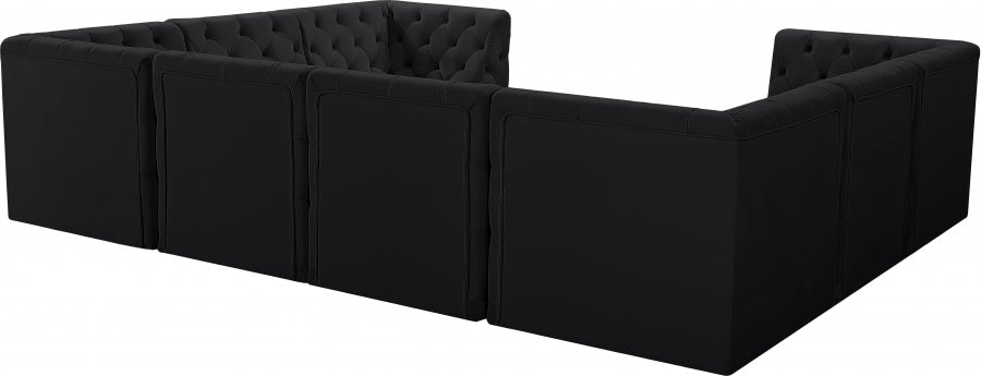 Meridian Furniture - Tuft 128" Velvet Upholstered 8 Piece Modular Sectional - 680Black-Sec8A - GreatFurnitureDeal