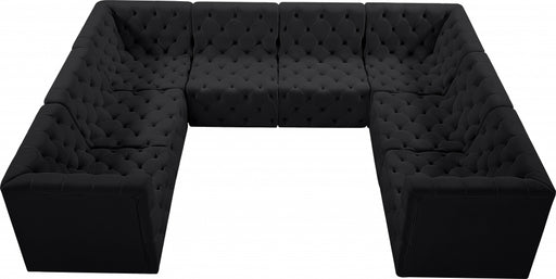 Meridian Furniture - Tuft 128" Velvet Upholstered 8 Piece Modular Sectional - 680Black-Sec8A - GreatFurnitureDeal