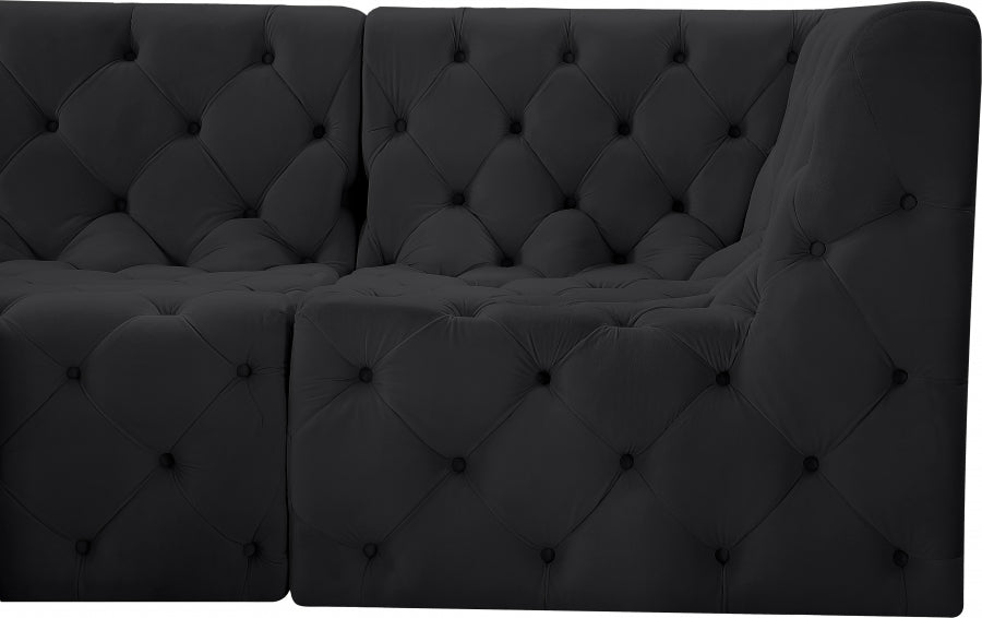 Meridian Furniture - Tuft 128" Velvet Upholstered 8 Piece Modular Sectional - 680Black-Sec8A - GreatFurnitureDeal
