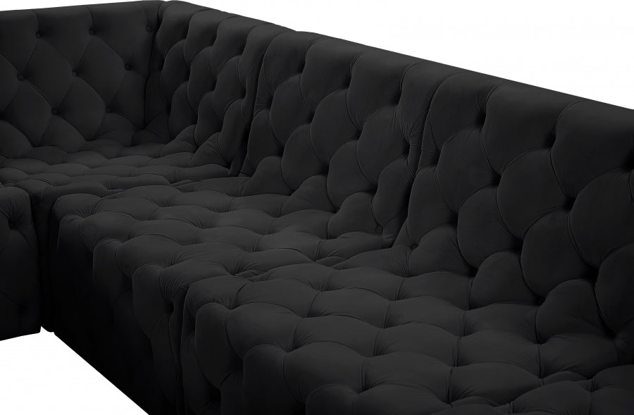 Meridian Furniture - Tuft 128" Velvet Upholstered 8 Piece Modular Sectional - 680Black-Sec8A - GreatFurnitureDeal
