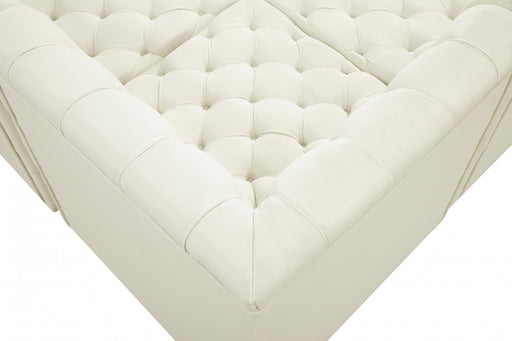 Meridian Furniture - Tuft 128" Velvet Upholstered 8 Piece Modular Sectional - 680Cream-Sec8A - GreatFurnitureDeal