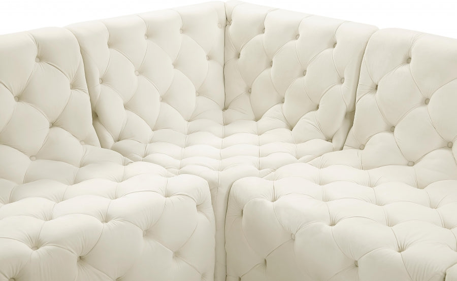 Meridian Furniture - Tuft 128" Velvet Upholstered 8 Piece Modular Sectional - 680Cream-Sec8A - GreatFurnitureDeal