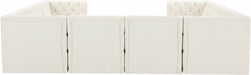 Meridian Furniture - Tuft 128" Velvet Upholstered 8 Piece Modular Sectional - 680Cream-Sec8A - GreatFurnitureDeal