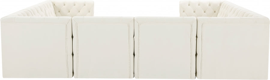 Meridian Furniture - Tuft 128" Velvet Upholstered 8 Piece Modular Sectional - 680Cream-Sec8A - GreatFurnitureDeal