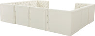 Meridian Furniture - Tuft 128" Velvet Upholstered 8 Piece Modular Sectional - 680Cream-Sec8A - GreatFurnitureDeal