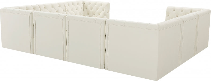 Meridian Furniture - Tuft 128" Velvet Upholstered 8 Piece Modular Sectional - 680Cream-Sec8A - GreatFurnitureDeal