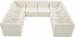 Meridian Furniture - Tuft 128" Velvet Upholstered 8 Piece Modular Sectional - 680Cream-Sec8A - GreatFurnitureDeal