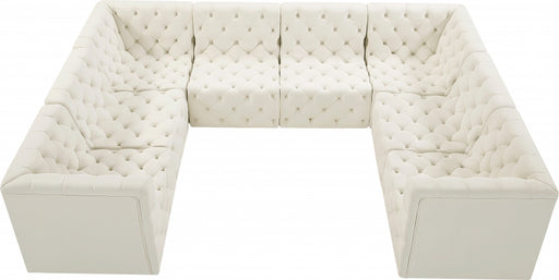 Meridian Furniture - Tuft 128" Velvet Upholstered 8 Piece Modular Sectional - 680Cream-Sec8A - GreatFurnitureDeal