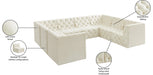 Meridian Furniture - Tuft 128" Velvet Upholstered 8 Piece Modular Sectional - 680Cream-Sec8A - GreatFurnitureDeal
