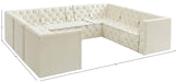 Meridian Furniture - Tuft 128" Velvet Upholstered 8 Piece Modular Sectional - 680Cream-Sec8A - GreatFurnitureDeal