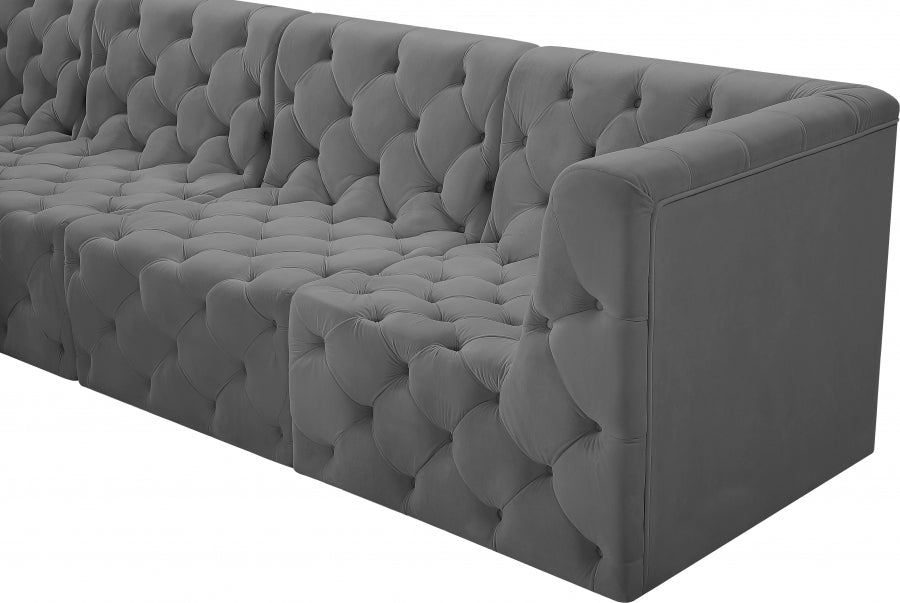 Meridian Furniture - Tuft 128" Velvet Upholstered 8 Piece Modular Sectional - 680Grey-Sec8A - GreatFurnitureDeal