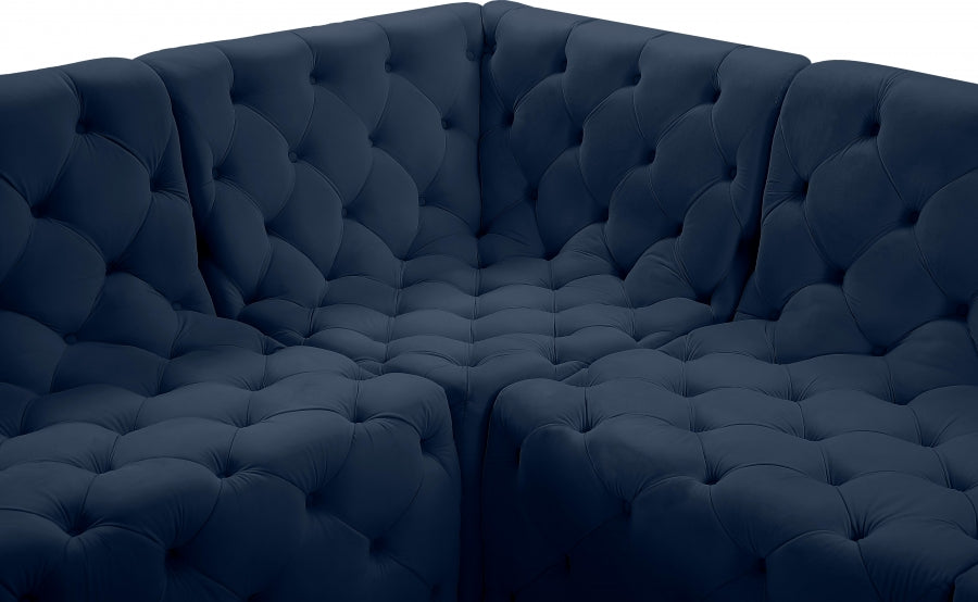 Meridian Furniture - Tuft 128" Velvet Upholstered 8 Piece Modular Sectional - 680Navy-Sec8A - GreatFurnitureDeal