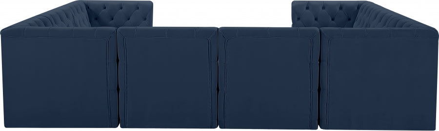 Meridian Furniture - Tuft 128" Velvet Upholstered 8 Piece Modular Sectional - 680Navy-Sec8A - GreatFurnitureDeal