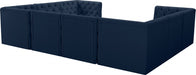 Meridian Furniture - Tuft 128" Velvet Upholstered 8 Piece Modular Sectional - 680Navy-Sec8A - GreatFurnitureDeal