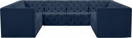 Meridian Furniture - Tuft 128" Velvet Upholstered 8 Piece Modular Sectional - 680Navy-Sec8A - GreatFurnitureDeal