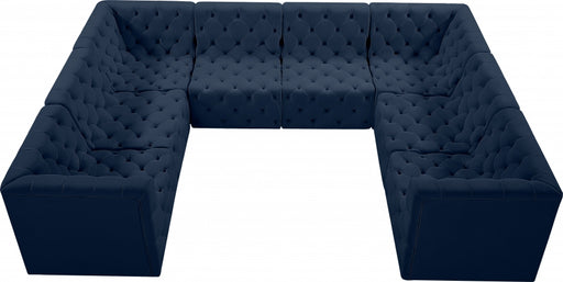 Meridian Furniture - Tuft 128" Velvet Upholstered 8 Piece Modular Sectional - 680Navy-Sec8A - GreatFurnitureDeal