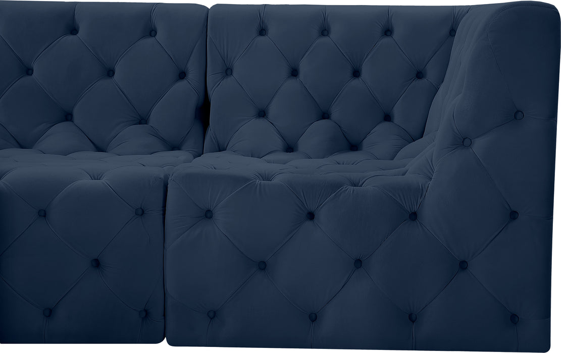 Meridian Furniture - Tuft 128" Velvet Upholstered 8 Piece Modular Sectional - 680Navy-Sec8A - GreatFurnitureDeal