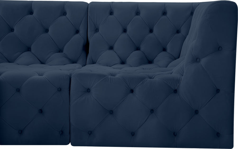 Meridian Furniture - Tuft 128" Velvet Upholstered 8 Piece Modular Sectional - 680Navy-Sec8A - GreatFurnitureDeal