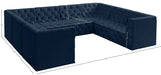 Meridian Furniture - Tuft 128" Velvet Upholstered 8 Piece Modular Sectional - 680Navy-Sec8A - GreatFurnitureDeal