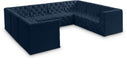 Meridian Furniture - Tuft 128" Velvet Upholstered 8 Piece Modular Sectional - 680Navy-Sec8A - GreatFurnitureDeal