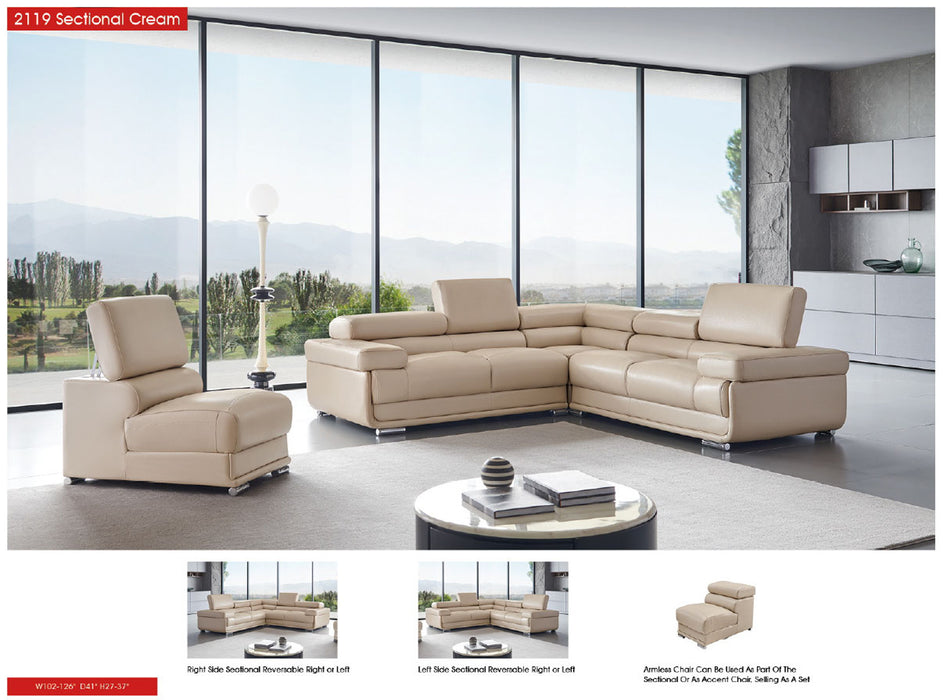 ESF Furniture - 2119 Sectional Sofa in Beige - 2119-SEC-BGE - GreatFurnitureDeal