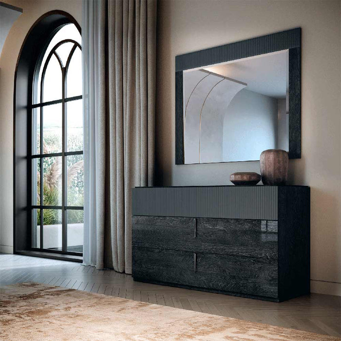 ESF Furniture - Onyx Double Dresser with Mirror in Metallic Matte - ONYXDD-MIRROR