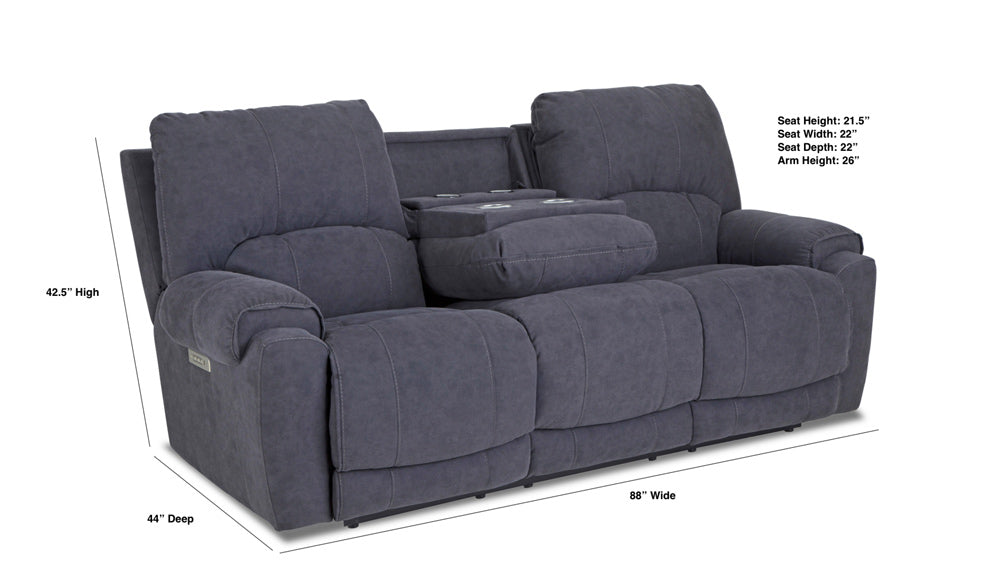 Motion Ease - Havana Triple Power Sofa w/ Zero Gravity and Drop Down Table in Graphite - 219-33-60 - GreatFurnitureDeal