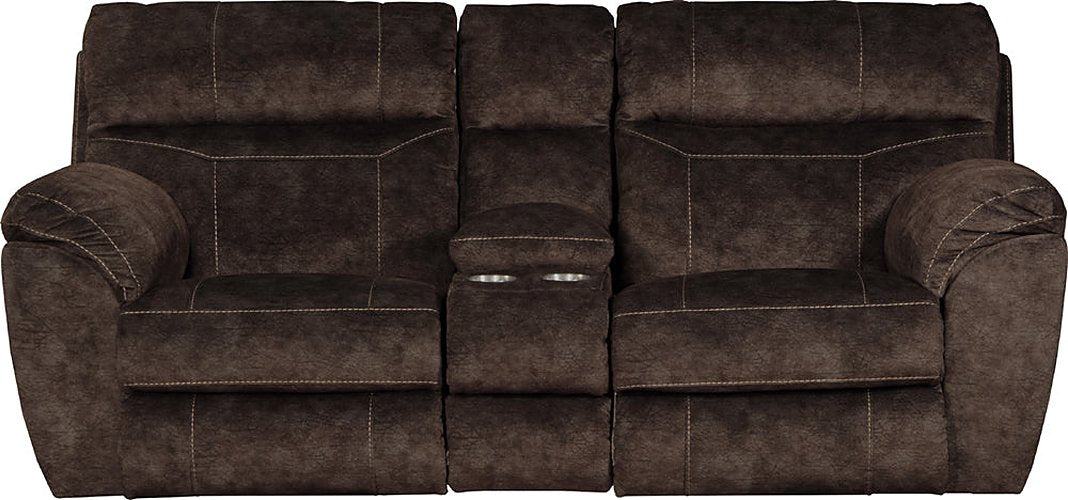 Catnapper - Sedona Power Headrest Power Lay Flat Reclining Console Loveseat w-Storage & Cupholders in Mocha - 62229-MOCHA - GreatFurnitureDeal