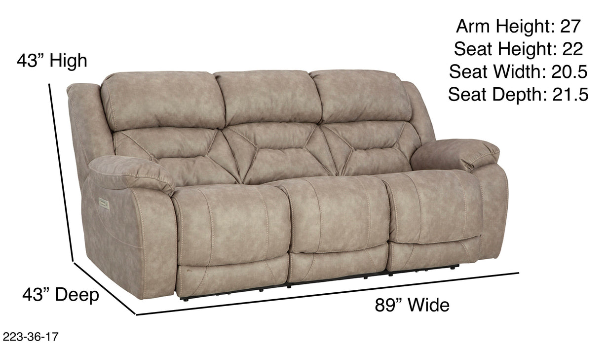 Motion Ease - Oakley Double Reclining Zero Gravity Power Sofa in Tan - 223-36-17 - GreatFurnitureDeal