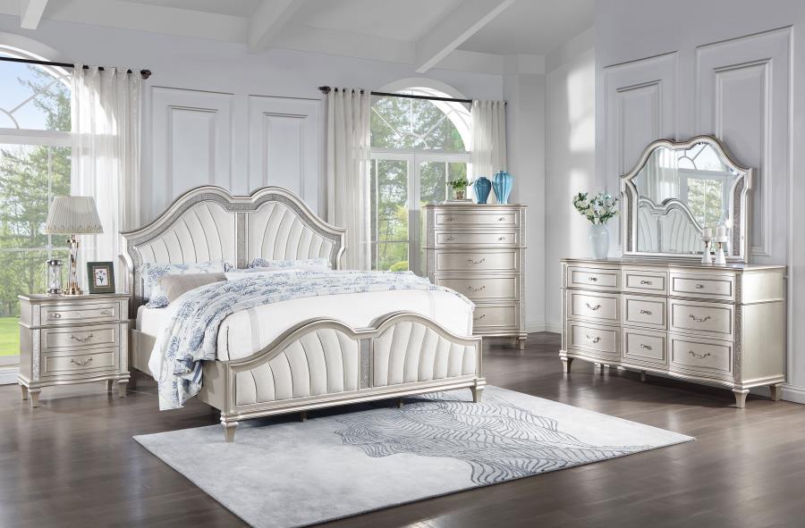 Coaster Furniture - Evangeline 4 Piece California King Bedroom Set in Silver Oak - 223391KW-S4 - GreatFurnitureDeal
