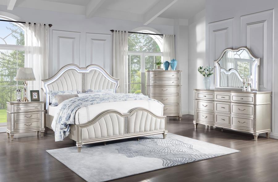 Coaster Furniture - Evangeline 4 Piece California King Bedroom Set in Silver Oak - 223391KW-S4 - GreatFurnitureDeal