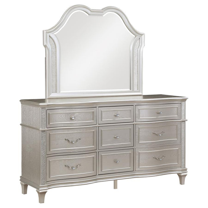 Coaster Furniture - Evangeline 9-Drawer Dresser with Mirror in Silver Oak - 223393M - GreatFurnitureDeal