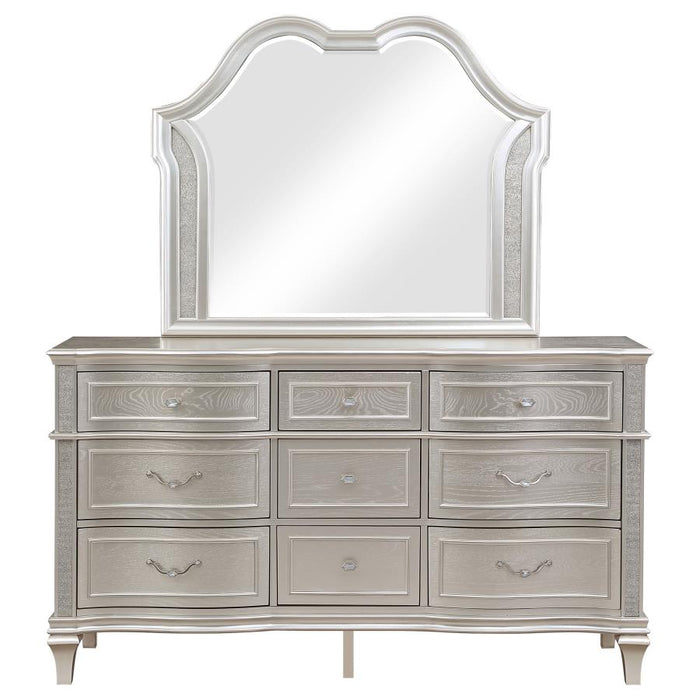 Coaster Furniture - Evangeline 9-Drawer Dresser with Mirror in Silver Oak - 223393M - GreatFurnitureDeal