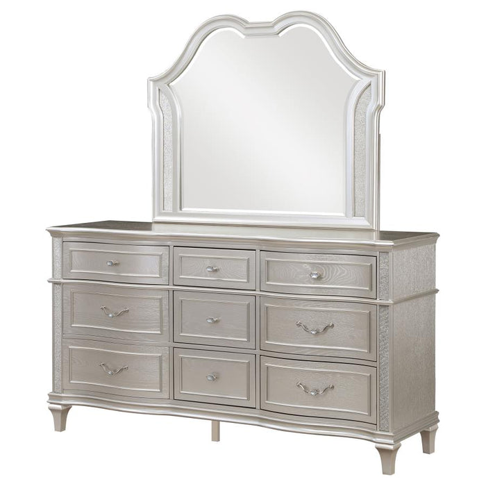 Coaster Furniture - Evangeline 9-Drawer Dresser with Mirror in Silver Oak - 223393M - GreatFurnitureDeal