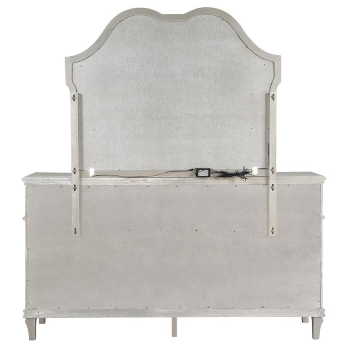 Coaster Furniture - Evangeline 9-Drawer Dresser with Mirror in Silver Oak - 223393M - GreatFurnitureDeal