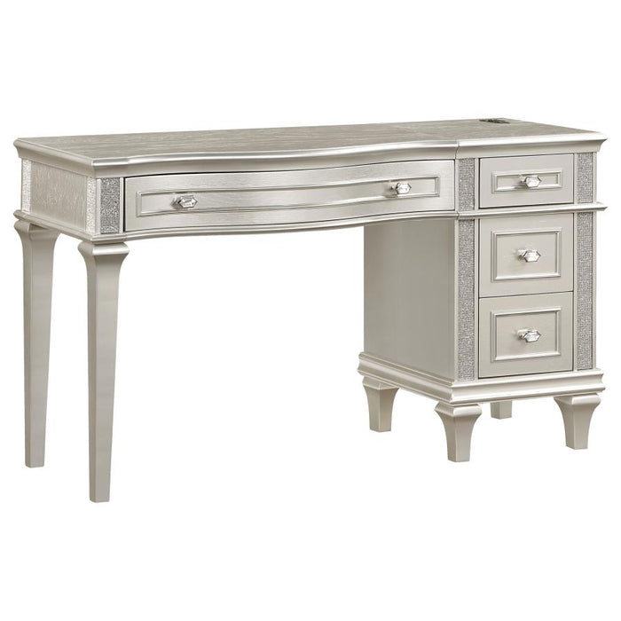Coaster Furniture - Evangeline 4-Drawer Vanity Set with Stool in Silver Oak - 223397-SET - GreatFurnitureDeal
