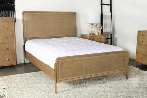 Coaster Furniture - Arini Rattan California King Panel Bed Sand Wash and Natural - 224300KW - GreatFurnitureDeal
