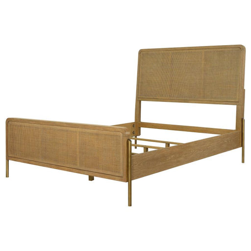 Coaster Furniture - Arini Rattan Queen Panel Bed in Sand Wash - 224300Q - GreatFurnitureDeal