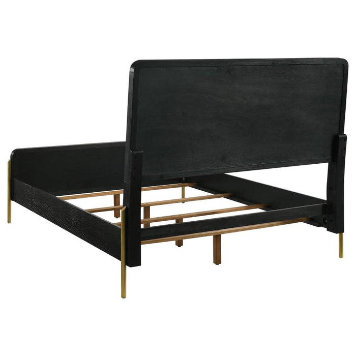 Coaster Furniture - Arini Rattan Queen Panel Bed Black and Natural - 224330Q - GreatFurnitureDeal