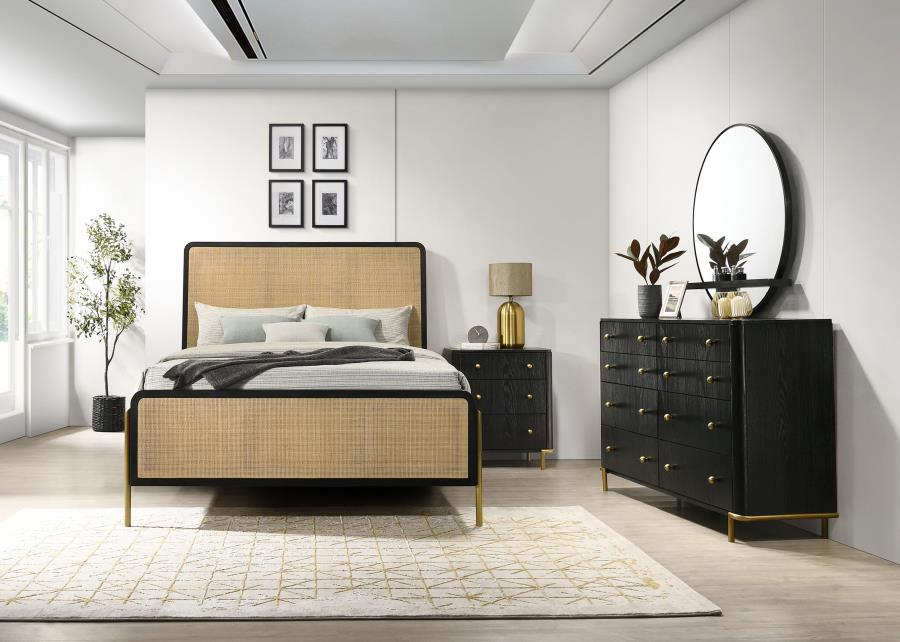 Coaster Furniture - Arini 4 Piece California King Panel Bedroom Set in Black and Natural - 224330KW-S4 - GreatFurnitureDeal