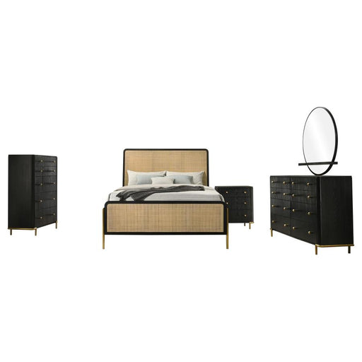 Coaster Furniture - Arini 5 Piece California King Panel Bedroom Set in Black and Natural - 224330KW-S5 - GreatFurnitureDeal