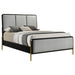 Coaster Furniture - Arini Upholstered King Panel Bed Black and Grey - 224331KE - GreatFurnitureDeal