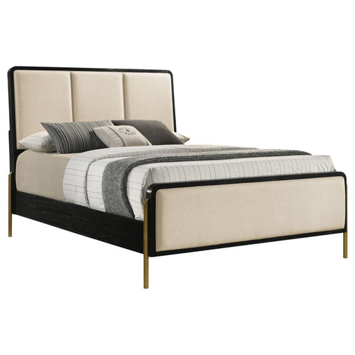 Coaster Furniture - Arini 56-inch California King Panel Bed Cream and Black - 224331KWCRM - GreatFurnitureDeal