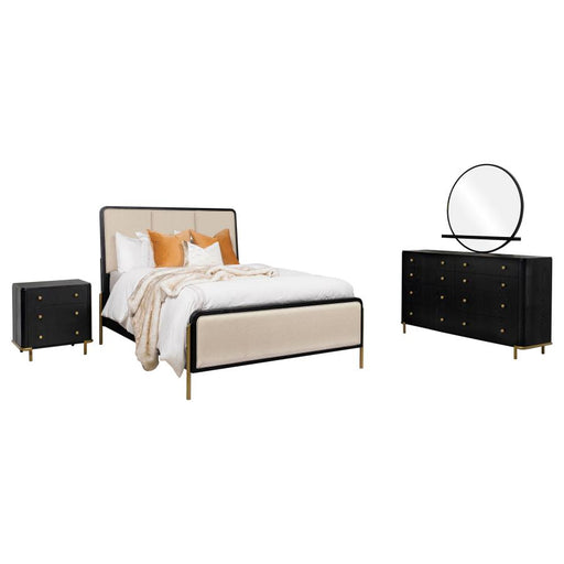 Coaster Furniture - Arini 56-inch 4 Piece Queen Panel Bedroom Set in Cream and Black - 224331QCRM-S4 - GreatFurnitureDeal